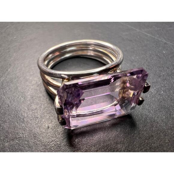 Vintage Rose de France amethyst sterling silver ring size 7 - Picture 5 of 16